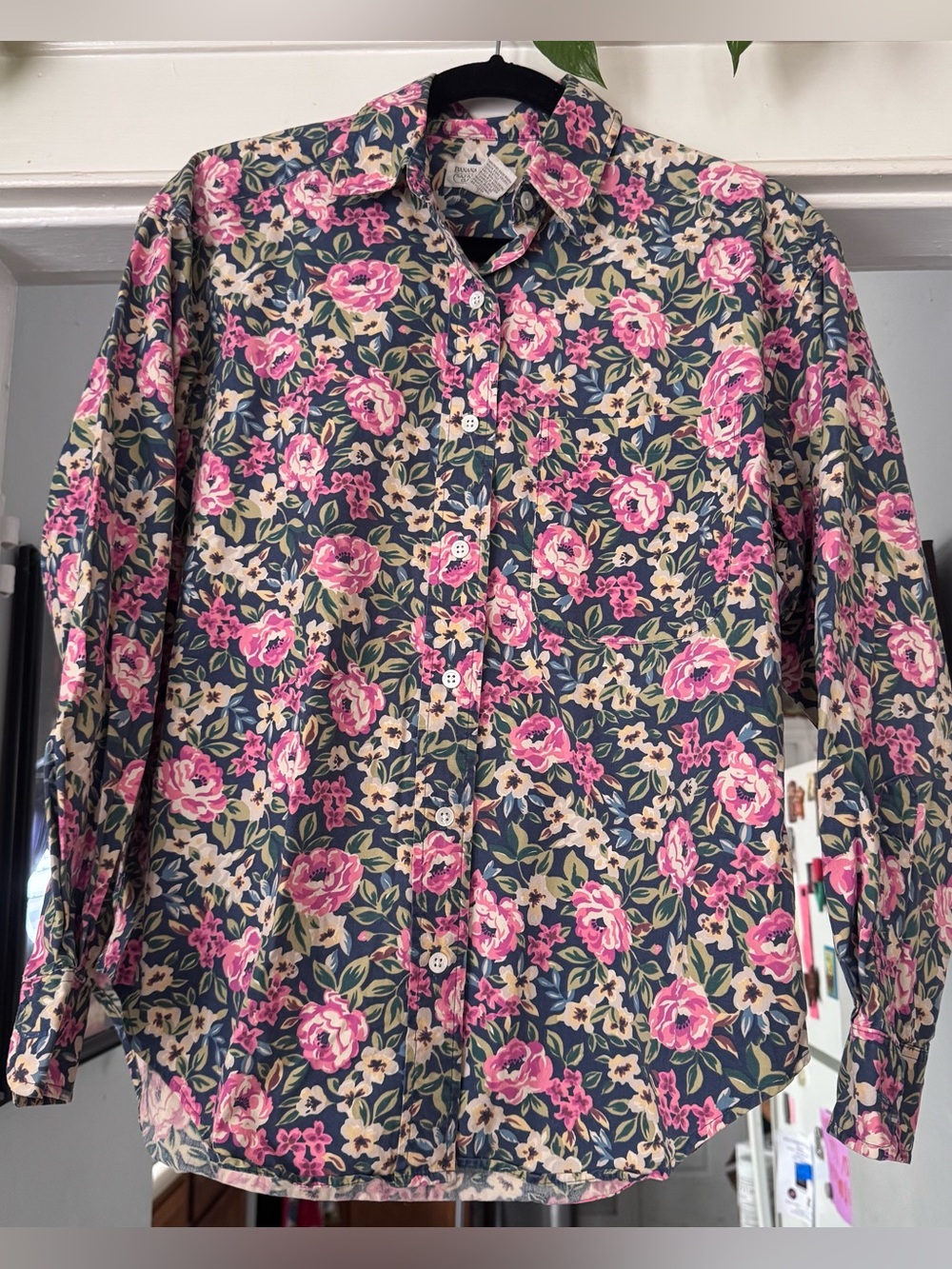 Vintage 80s Banana Republic Safari Travel multicolor floral button shirt